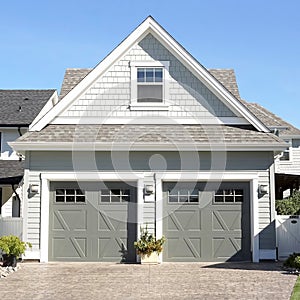 New Gray House Residence Exterior Double Garage photo