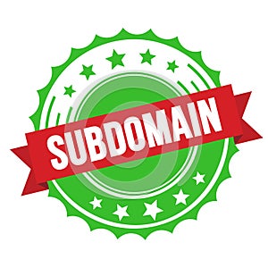 SUBDOMAIN text on red green ribbon stamp