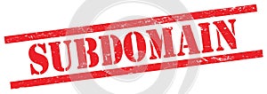 SUBDOMAIN text on red grungy rectangle stamp