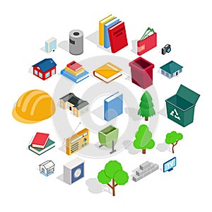 Subdual icons set, isometric style