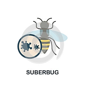 Suberbug flat icon. Colored sign from antibiotic resistance collection. Creative Suberbug icon illustration for web