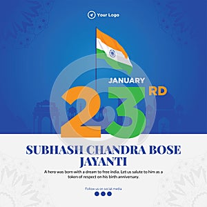 Subhash chandra bose jayanti banner design