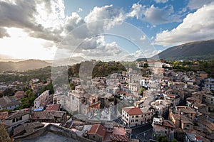 Subiaco, Italy. Aerial view of the ancient italian village