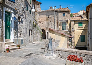 Subiaco old town in a summer morning, province of Rome, Latium, central Italy.