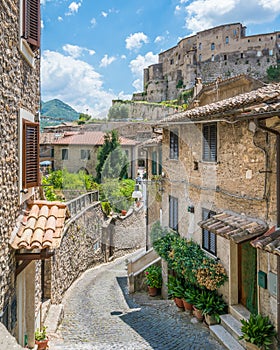 Subiaco old town in a summer morning, province of Rome, Latium, central Italy. photo