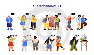 Subject pronouns vector set photo
