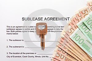 Sublease agreement with Euro notes and key