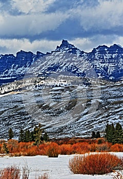 Sublette Peak in the Absaroka Mountain Range on Togwotee Pass as seen from Dubois Wyoming