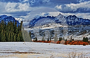 Sublette Peak in the Absaroka Mountain Range on Togwotee Pass as seen from Dubois Wyoming