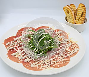 Sublime quality beef carpaccio dish