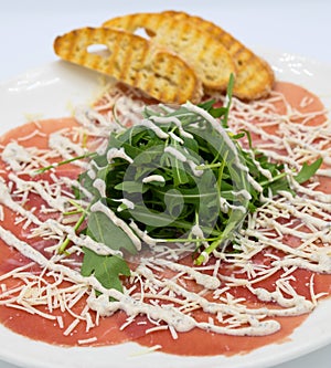 Sublime quality beef carpaccio dish