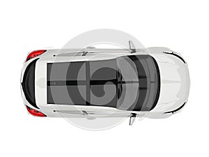 Sublime white modern electric car - top down view photo