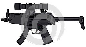 Submachine gun with an optical sight