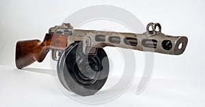 Submachine gun ppsh-41 on a light background.