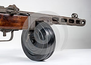 Submachine gun ppsh-41 on a light background.