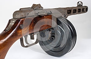 Submachine gun ppsh-41 on a light background.
