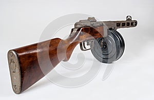 Submachine gun ppsh-41 on a light background.