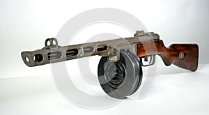 Submachine gun ppsh-41 on a light background.