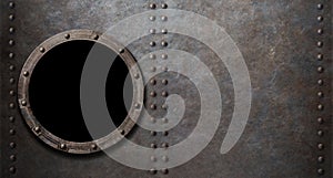 Submarine or battleship porthole metal background