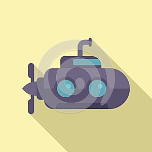 Submarine boat icon flat vector. Sea ship