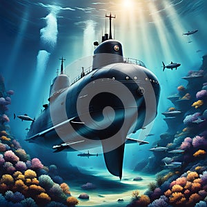 a submarine dives, ai-generatet