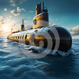 a submarine dives, ai-generatet