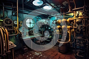 submarine periscope and navigation room
