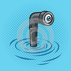 submarine periscope pop art vector illustration