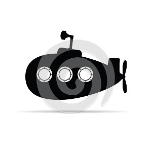 Submarine with periscope vector silhouette