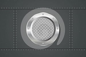 Submarine porthole vector illustration. Round window of the submarine