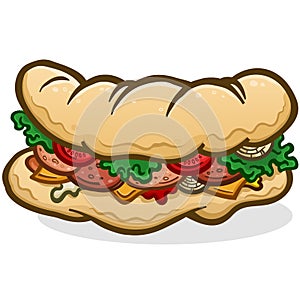 Submarine Sandwich Cartoon Illustration