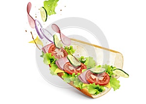 Submarine sandwich with fillings