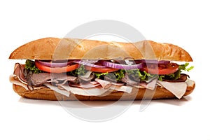 Submarine sandwich on a white background