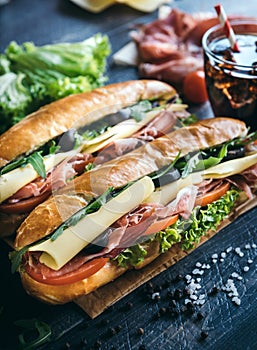 Submarine sandwiches served