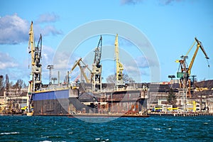 Submarine ship in dry dock