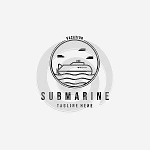 Submarine Ship Logo Vector Illustration Design Line Art Emblem photo