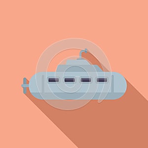 Submarine toy icon flat vector. Cute vehicle