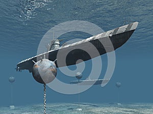 Submarines in Atlantic ocean 2nd World War