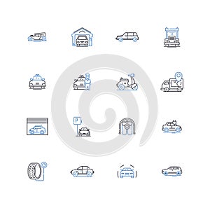 Submarines line icons collection. Torpedoes, Sonar, Propulsion, Navigation, periscope, Hull, Depth vector and linear