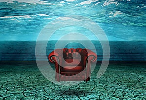 Submerged Chair in Submerged Desert Ruins