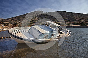 Submerged fishing boat