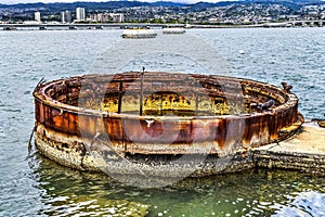 Submerged Gun Turret USS Arizona Memorial Pearl Harbor Honolulu Hawaii