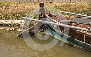 Submerged part of the steering boat rudder blade