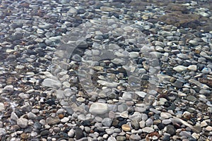 Submerged Pebbles in Clear Water