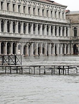 Submerged Saint Mark Square in Venice in Italy