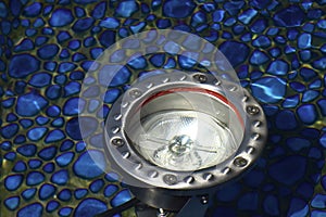 Submerged sealed underwater fountain reflector light .stailess steel housing photo