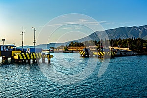 Submersible bridge over the canal. The Corinth Canal is a canal that connects the Gulf of Corinth with the Saronic Gulf in the Ae