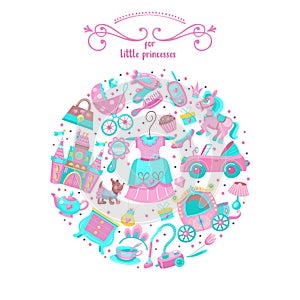 Toys for little princesses. Set of vector cliparts. photo