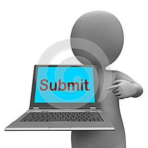 Submit Laptop Shows Submitting Submission Or Internet