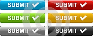 Submit web buttons colorful on white